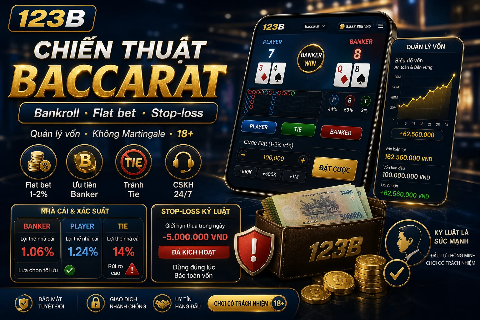 Chiến thuật Baccarat online – bankroll và house edge