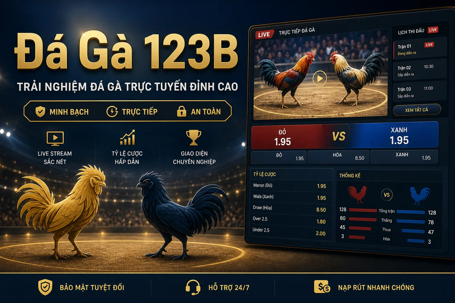 Đá Gà 123B với giao diện kèo live trực tiếp tại nhà cái 123B