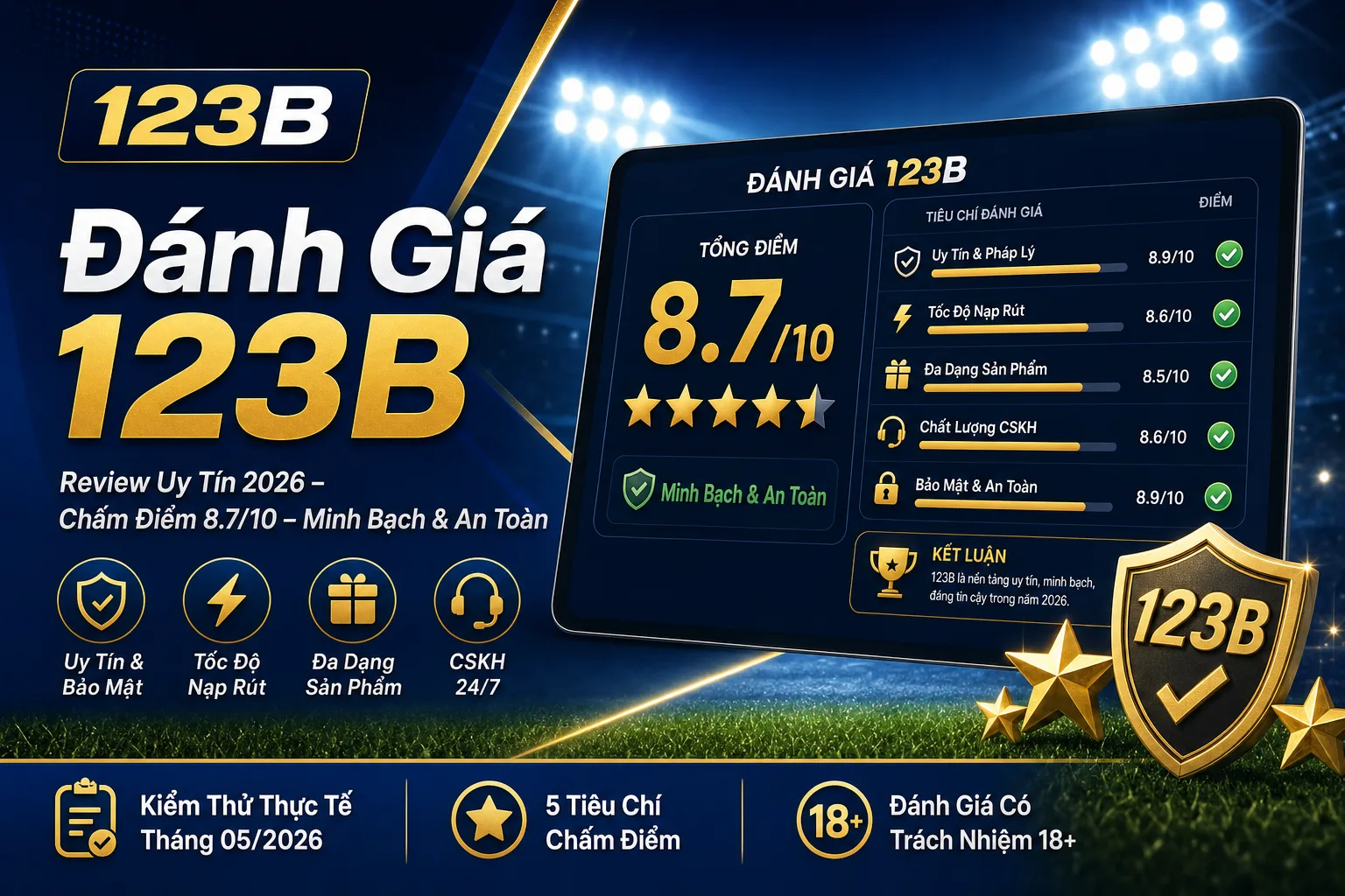 Đánh Giá 123B với bảng chấm điểm uy tín 8.7/10 tại nhà cái 123B