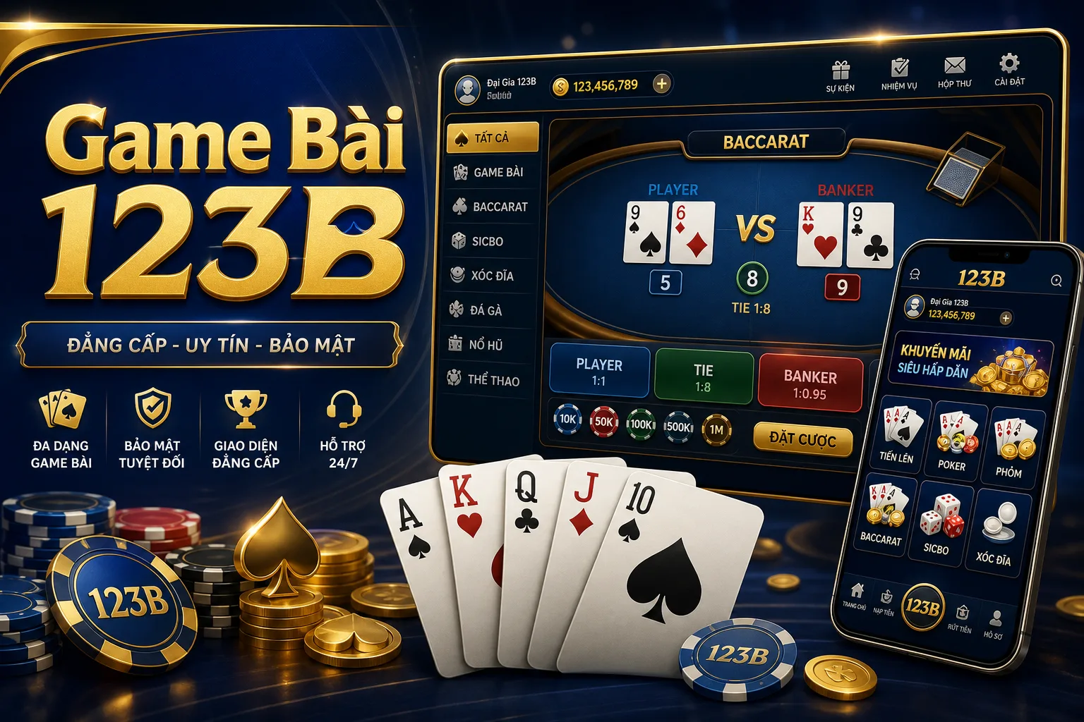 Game Bài 123B với giao diện baccarat poker và casino online tại nhà cái 123B