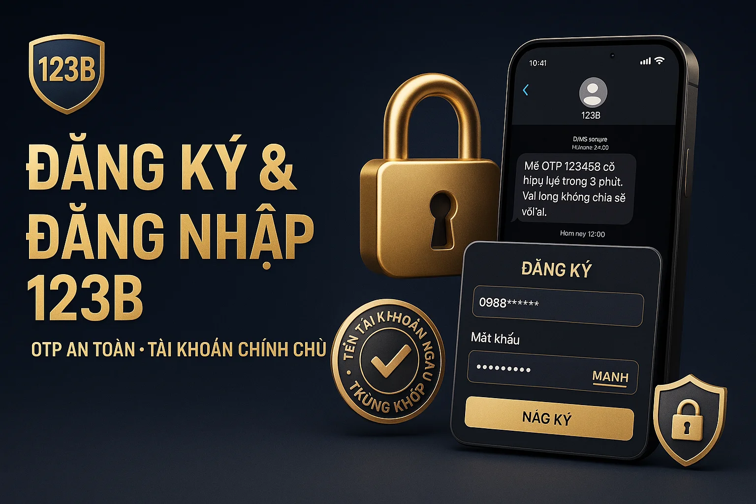 Đăng ký và đăng nhập 123B an toàn bằng OTP