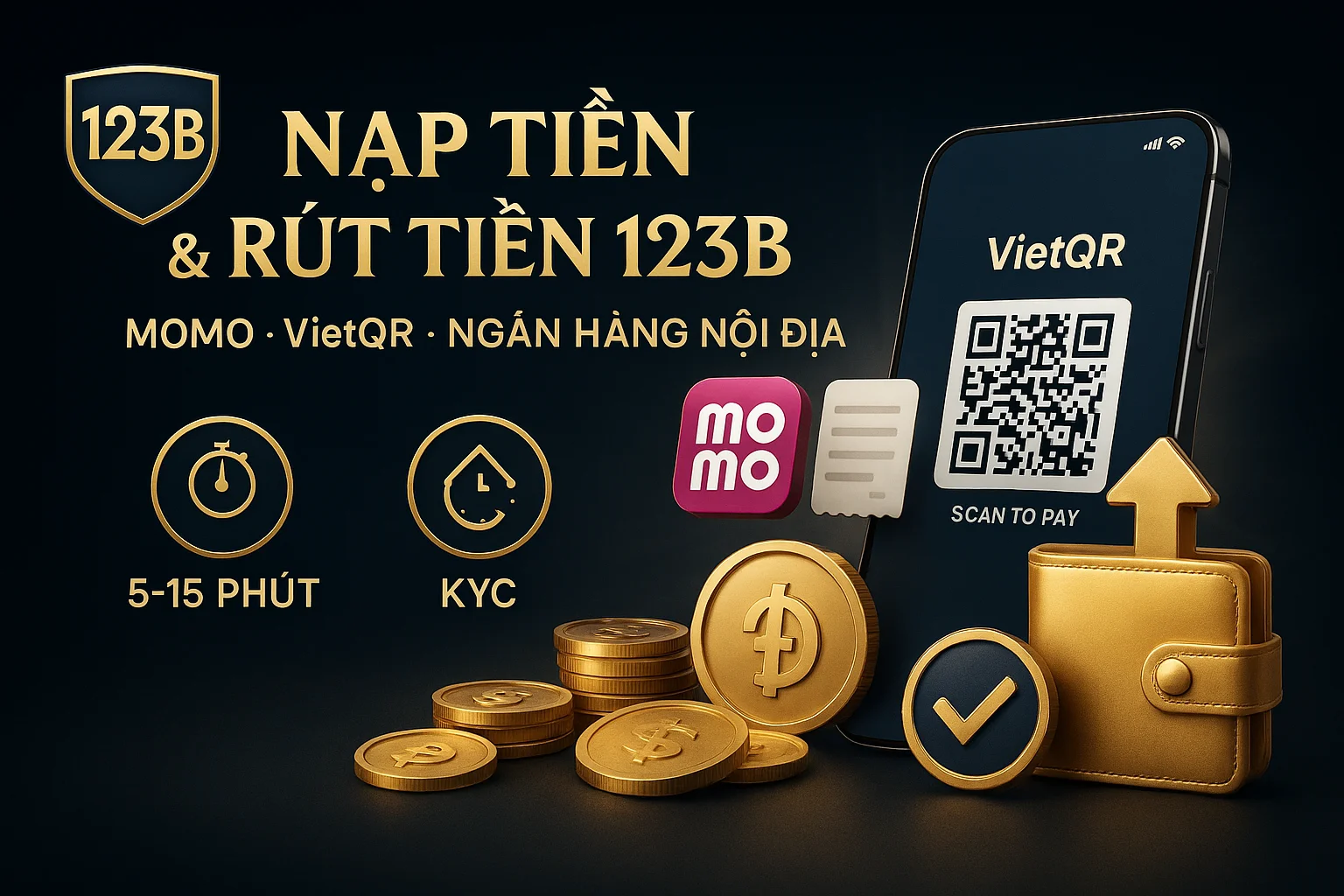 Nạp tiền 123B và rút tiền 123B qua MOMO VietQR ngân hàng
