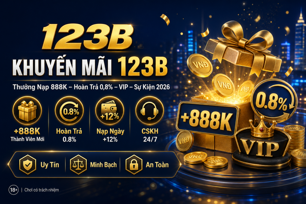 Khuyến Mãi 123B thưởng nạp đầu hoàn trả VIP nhà cái 123B 2026