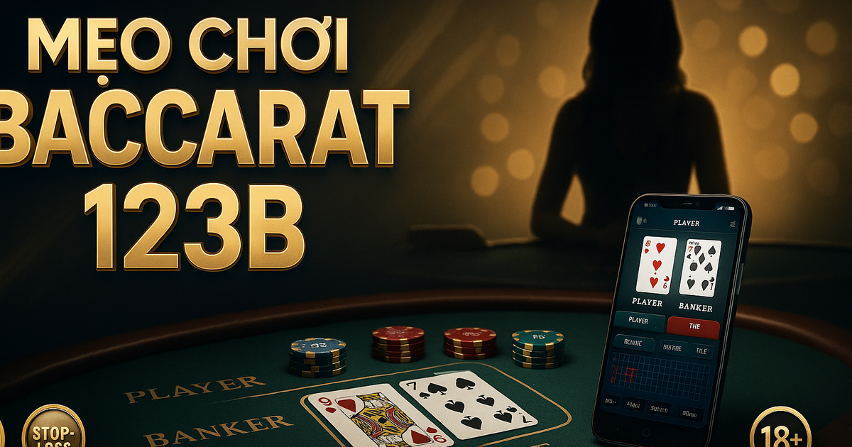 Banner Mẹo chơi Baccarat 123B – chiến lược Player Banker live dealer 2026
