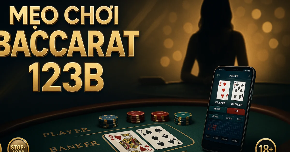 Banner Mẹo chơi Baccarat 123B – chiến lược Player Banker live dealer 2026