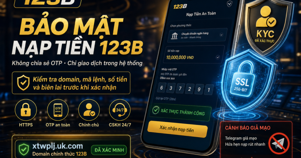 Bảo mật khi Nạp tiền 123B không gửi OTP qua chat riêng