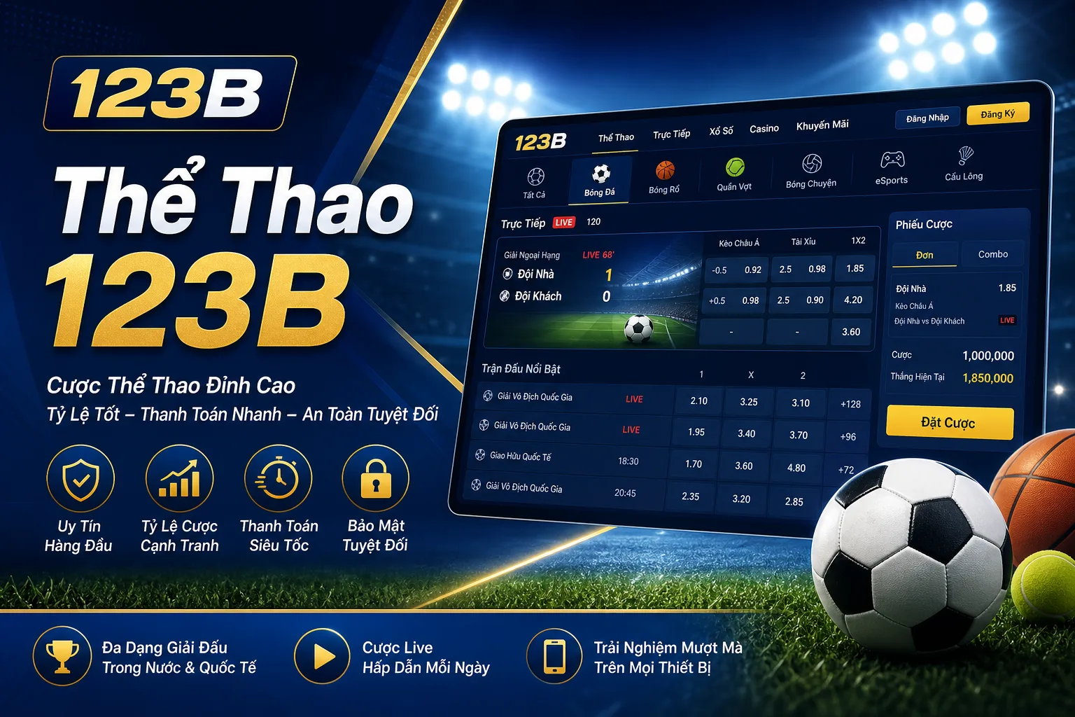Thể Thao 123B với giao diện kèo bóng đá live tại nhà cái 123B